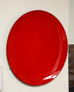 Large Sculptural Round Red Concave Glass Disc Wall Sculpture Italy - 3802569