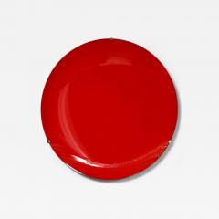 Large Sculptural Round Red Concave Glass Disc Wall Sculpture Italy - 3804226