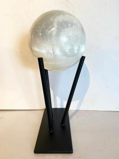 Large Selenite Sphere on Custom Iron Stand - 1771980