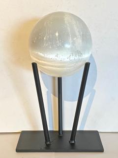 Large Selenite Sphere on Custom Iron Stand - 1771981