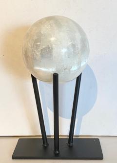 Large Selenite Sphere on Custom Iron Stand - 1771982