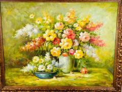 Large Sell Life Flowers Oil on Canvas Painting Signed and Framed - 2873114