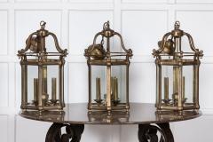 Large Set of Three English Solid Brass Lanterns - 2852271