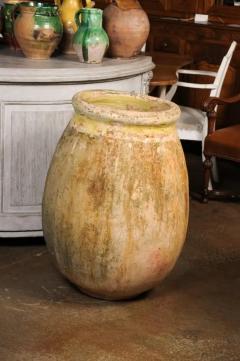 Large Size French Provincial 19th Century Glazed Terracotta Biot Olive Oil Jar - 3564347