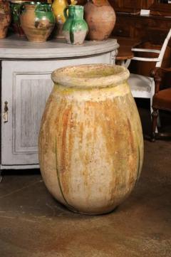 Large Size French Provincial 19th Century Glazed Terracotta Biot Olive Oil Jar - 3564348