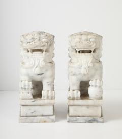 Large Solid Marble Carved Foo Dogs - 4039294