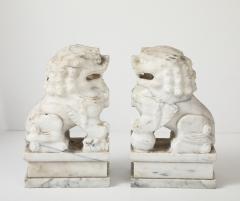 Large Solid Marble Carved Foo Dogs - 4039297