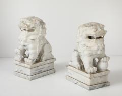 Large Solid Marble Carved Foo Dogs - 4039298