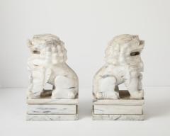 Large Solid Marble Carved Foo Dogs - 4039299