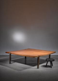Large Square 1 5 m 58 inch solid wood and metal coffee table Denmark 1960s - 1605941