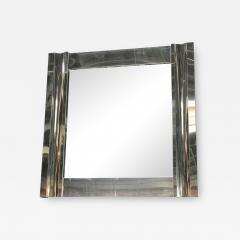 Large Square Chrome Wall Mirror Italy 1970s - 993614