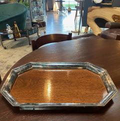 Large Sterling Silver Mounted Wood Tray Italy 1950s - 1225137
