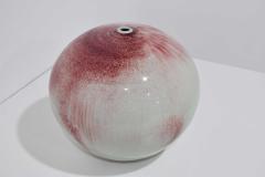 Large Studio Pottery Glazed Ceramic Vase in Red and Off White - 1688080