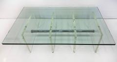 Large Substantial Lucite and Chrome Cocktail Coffee Table 1970s - 4228265