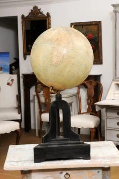 Large Swedish 1910s Freestanding Terrestrial Globe on Black Carved Base - 3498475