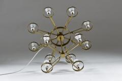 Large Swedish Mid Century Chandeliers in Brass and Frosted Opaline Glass - 851132