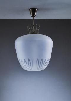 Large Swedish frosted glass and brass pendant 1940s - 754873