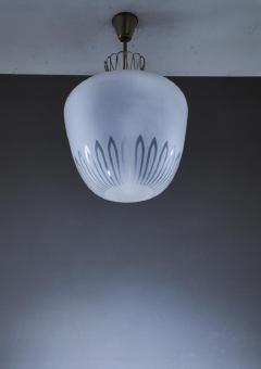 Large Swedish frosted glass and brass pendant 1940s - 754874