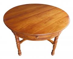 Large Swiss cherrywood single drawer circular center table - 2400008