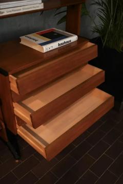 Large Teak Bookcase with Shelves Drawers and Brass feet Italy 1960 - 4107282