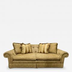 Large Traditional Custom Sofa Beige Scalamandre Upholstery Rolled Arms 2000s - 3543838