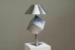 Large Unique Postmodern Table Lamp in Brushed Steel 1970s - 4803459