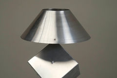 Large Unique Postmodern Table Lamp in Brushed Steel 1970s - 4803551