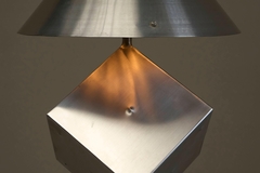 Large Unique Postmodern Table Lamp in Brushed Steel 1970s - 4803552