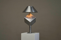 Large Unique Postmodern Table Lamp in Brushed Steel 1970s - 4803574