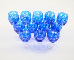 Large Val Saint Lambert Cobalt Blue Crystal Wine and Water Service For 12 People - 4795342