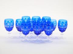 Large Val Saint Lambert Cobalt Blue Crystal Wine and Water Service For 12 People - 4795346