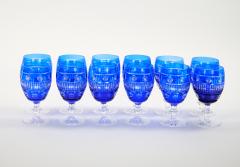 Large Val Saint Lambert Cobalt Blue Crystal Wine and Water Service For 12 People - 4795347