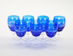 Large Val Saint Lambert Cobalt Blue Crystal Wine and Water Service For 12 People - 4795348