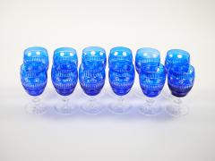 Large Val Saint Lambert Cobalt Blue Crystal Wine and Water Service For 12 People - 4795349