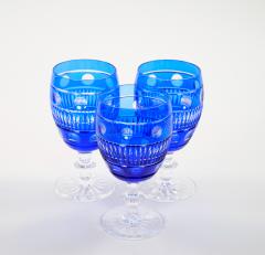 Large Val Saint Lambert Cobalt Blue Crystal Wine and Water Service For 12 People - 4795351