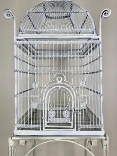 Large Victorian Style Wire Frame White Birdcage with a Shelf 2 Pieces - 3722009