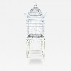 Large Victorian Style Wire Frame White Birdcage with a Shelf 2 Pieces - 3727944