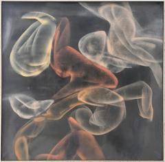Large Vintage Drifting Biomorphic Abstract Ethereal Painting - 4588812