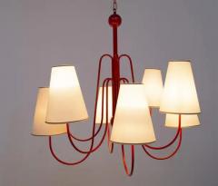 Large Vintage French Red Brass 8 Light Chandelier - 3657670