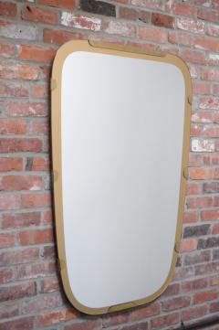 Large Vintage Italian Asymmetrical Wall Mirror in Aluminum Brass and Walnut - 3492379