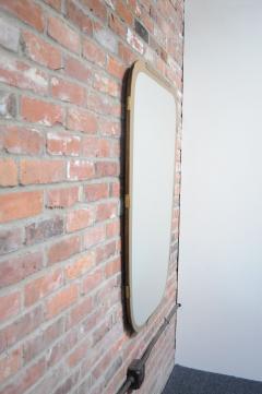 Large Vintage Italian Asymmetrical Wall Mirror in Aluminum Brass and Walnut - 3492380