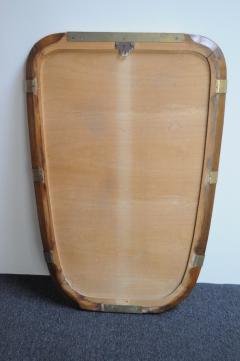 Large Vintage Italian Asymmetrical Wall Mirror in Aluminum Brass and Walnut - 3492381