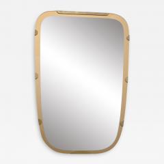 Large Vintage Italian Asymmetrical Wall Mirror in Aluminum Brass and Walnut - 3493376