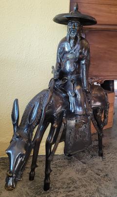 Large Vintage Japanese Bronzed Sculpture of Toba on His Mule - 2829392