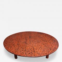 Large Vintage Japanese Taish Style Negoro Lacquered Round Coffee Table - 3315756