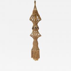 Large Vintage Macram Hand Knotted Hanging Pendant Decorative Piece - 4383601