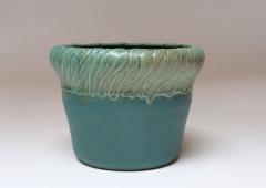 Large Vintage Matte Teal and Green Glazed Ceramic Planter Vase by Deanna Nichols - 4452999