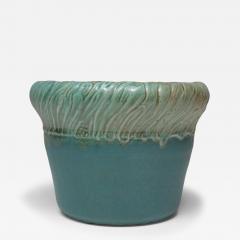 Large Vintage Matte Teal and Green Glazed Ceramic Planter Vase by Deanna Nichols - 4454577