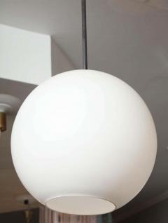Large Vintage Milk Glass Globe Pendant with Antique Brass Canopy - 1832479