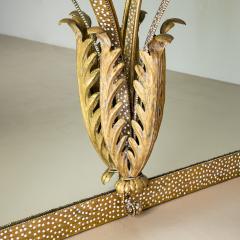 Large Wall Mirror with Console and Etched Decor Italy 1940s - 4441359